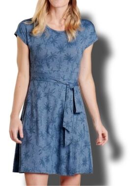 Toad&Co Blue Cue Wrap Dress Cafe Athletic Outdoor Travel Errands Vacation Medium
